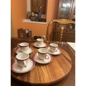 Homer Laughlin Airbrushed Demitasse Espresso Coffee Cups Burgundy. A set of 5